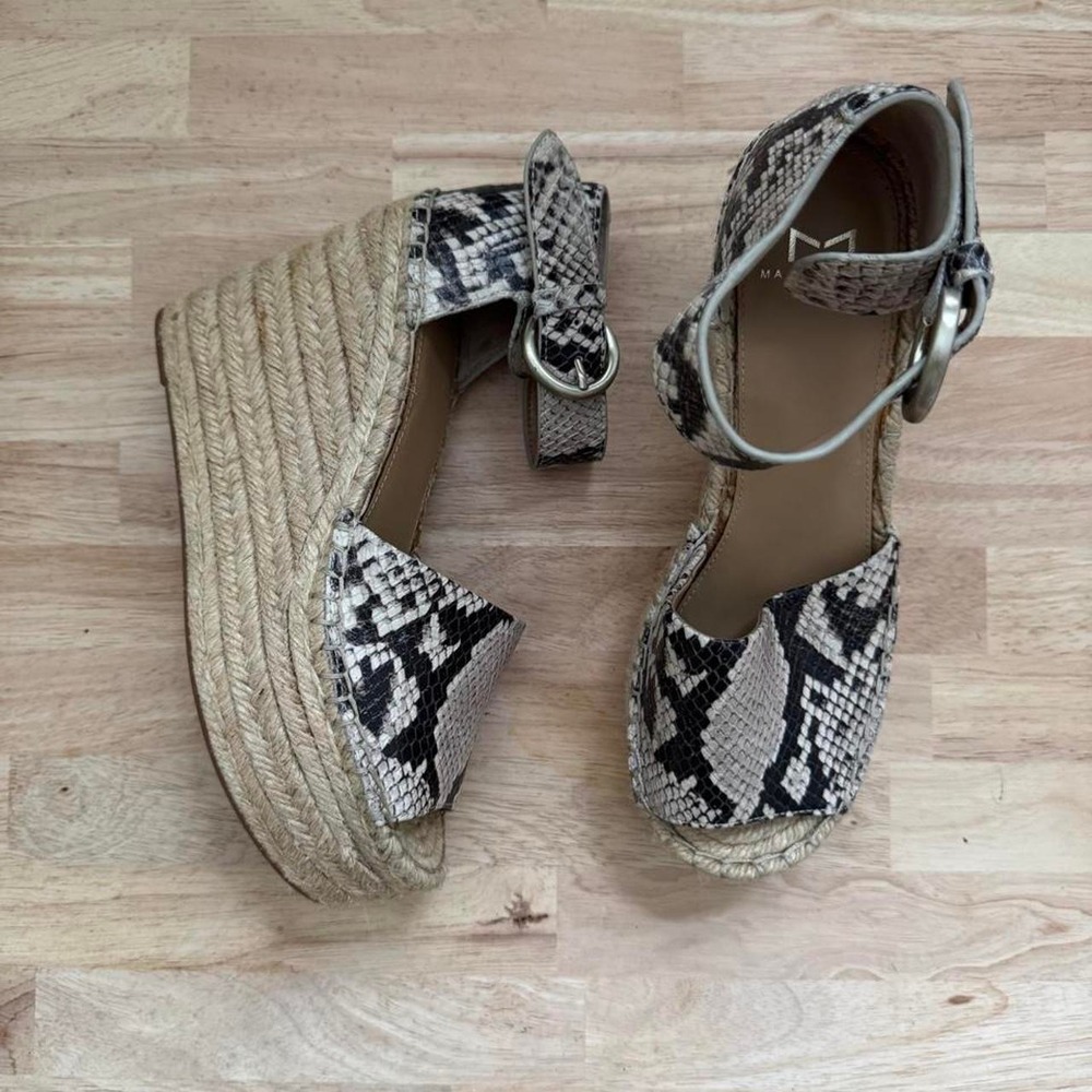 Marc Fisher faux snakeskin espadrille raffia wedge size 7 - Picture 2 of 8